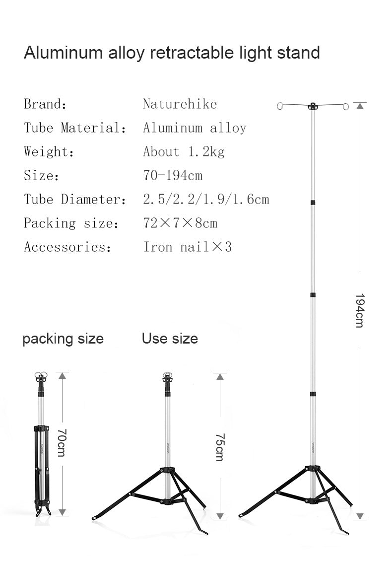 Outdoor aluminum alloy telescopic tripod lighting stand