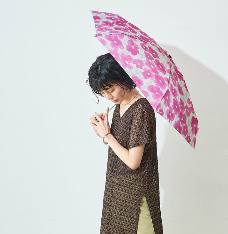 花花圖案防紫外光縮骨雨傘