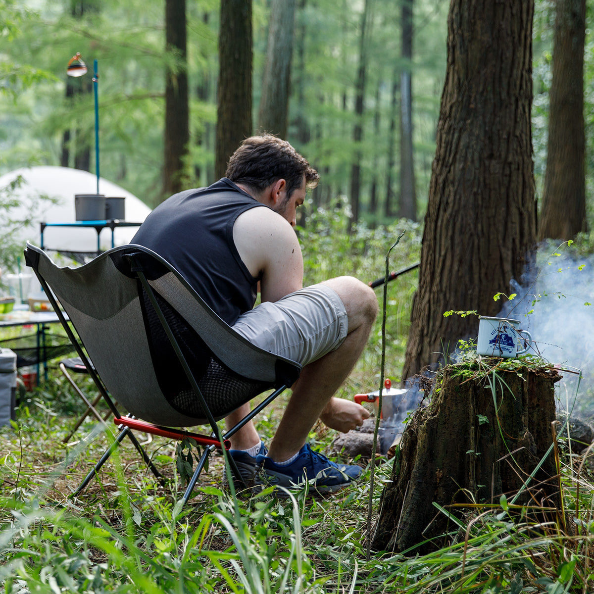 YL05 休閒折疊長背月亮椅 alu folding moon chair(Black)