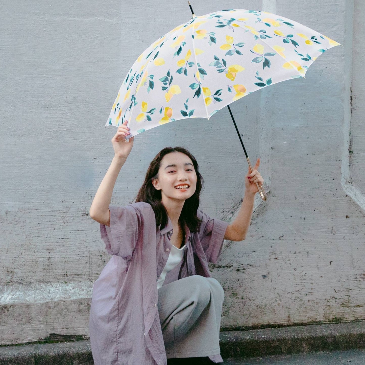檸檬香氣系列長雨傘 - 黑