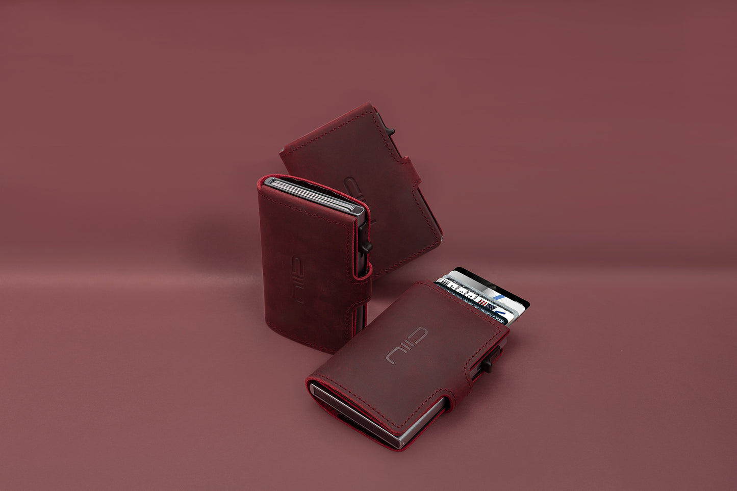 Slide Mini Wallet‧Crazy Horse Leather RFID Small Wallet Type Card Box