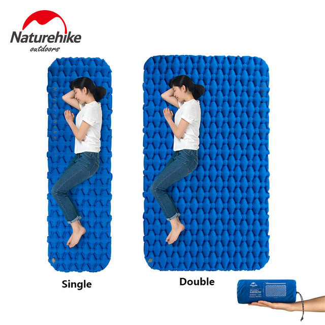 Double lightweight TPU camping blue air mattress with air bag Think Action
