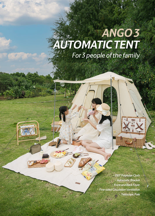 Anko series UV-proof automatic tent for three people (with vestibule pole) (NH21ZP010) - Khaki