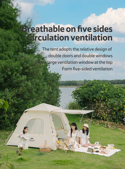 Anko series UV-proof automatic tent for three people (with vestibule pole) (NH21ZP010) - Khaki