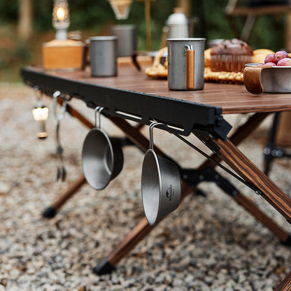 Aluminum alloy folding egg roll table-oak color