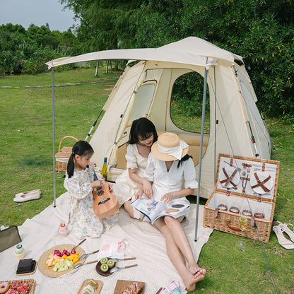Anko series UV-proof automatic tent for three people (with vestibule pole) (NH21ZP010) - Khaki
