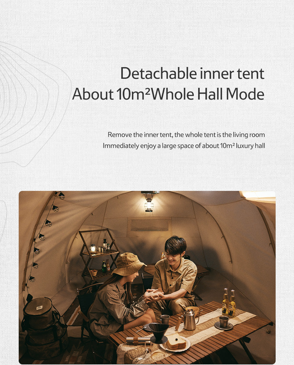 Cotton tunnel three to four person tent
