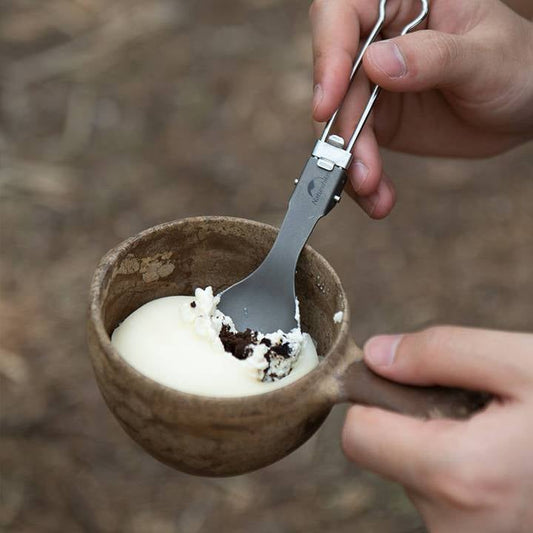 C001 鈦合金折疊餐具 (叉勺) Titanium Alloy Outdoor Travel Folding Tableware - Fork Spoon