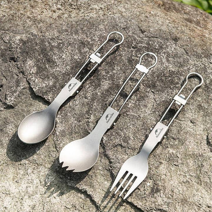 C001 鈦合金折疊餐具 (叉勺) Titanium Alloy Outdoor Travel Folding Tableware - Fork Spoon