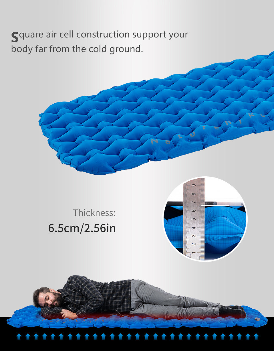 Single lightweight TPU camping blue air mattress