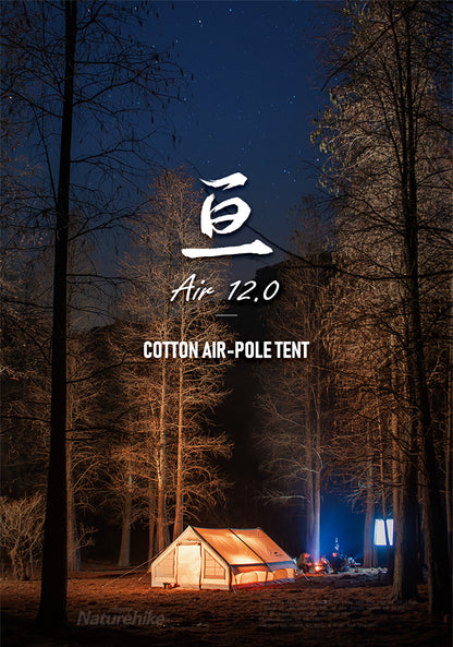 Cotton inflatable pole tent for two to four persons