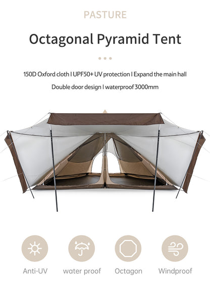 Ranch series octagonal pyramid tent for five to eight people