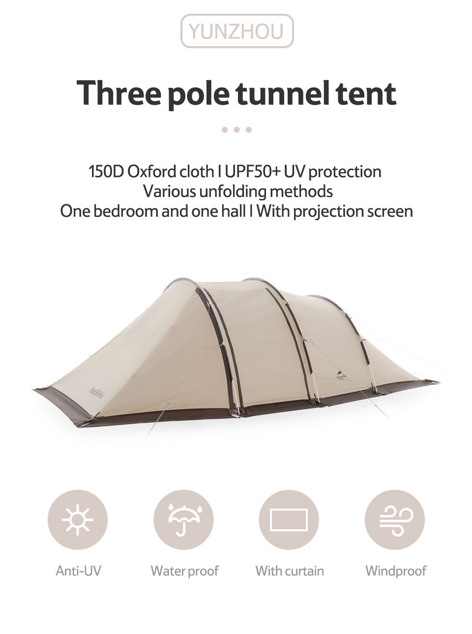 Cloud vessel tunnel tent four to five person tent