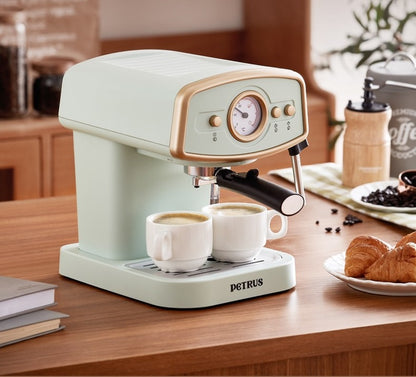 Retro temperature control display Italian semi-automatic coffee machine│Made at home‧High pressure extraction‧Enjoyment of life‧Milk foam‧Latte art