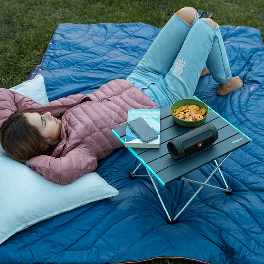 Extremely lightweight roll-up aluminum alloy camping table (large-grey)