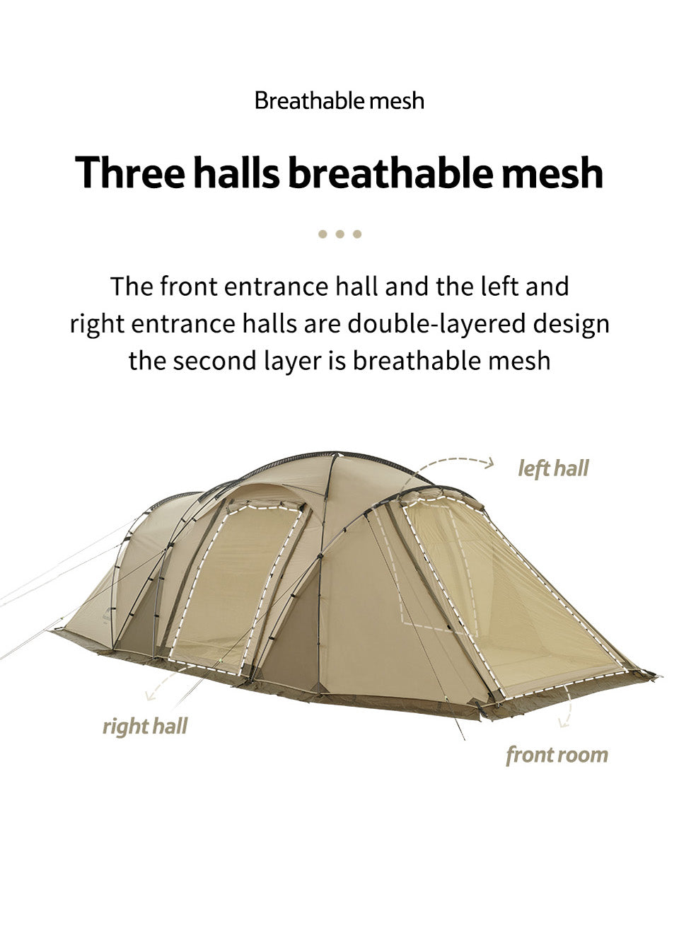 UPF50+ Aries β tunnel tent for four to six people