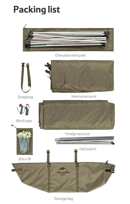 Country style 5.0 three to four person tent (with tent poles)