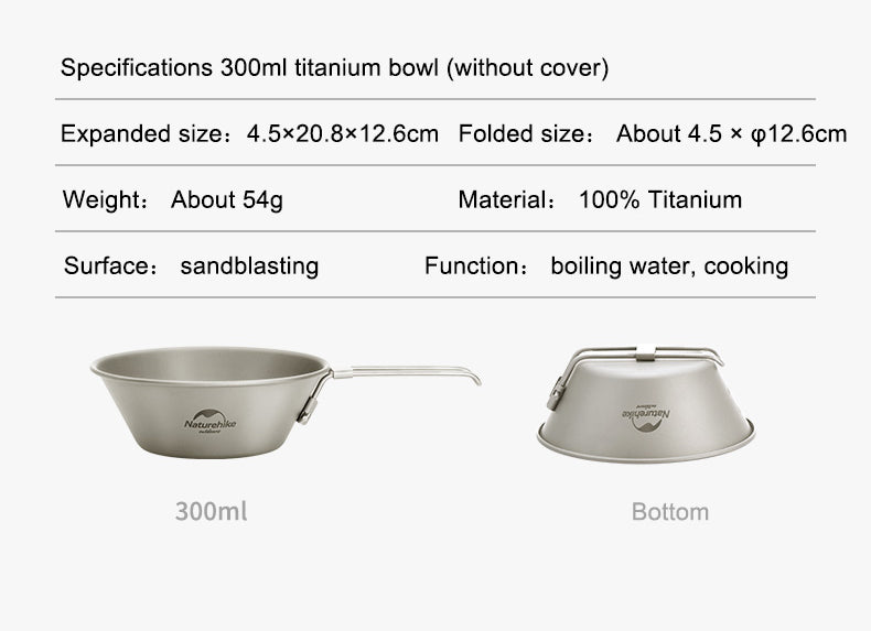 20CJ titanium alloy bowl 300ml Dual Purpose Ttitanium Bowl