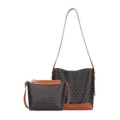 Microfiber leather dog tooth twin bag