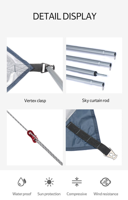 UPF50+ hexagonal canopy (with two poles) - blue