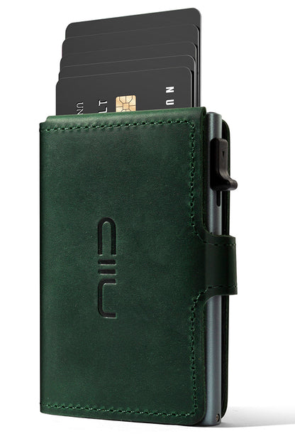 Slide Mini Wallet‧Crazy Horse Leather RFID Small Wallet Type Card Box