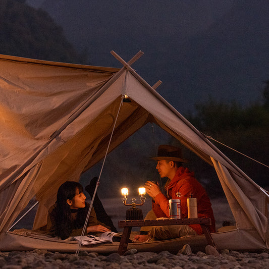 Cotton A-type double tent (built-in vestibule)