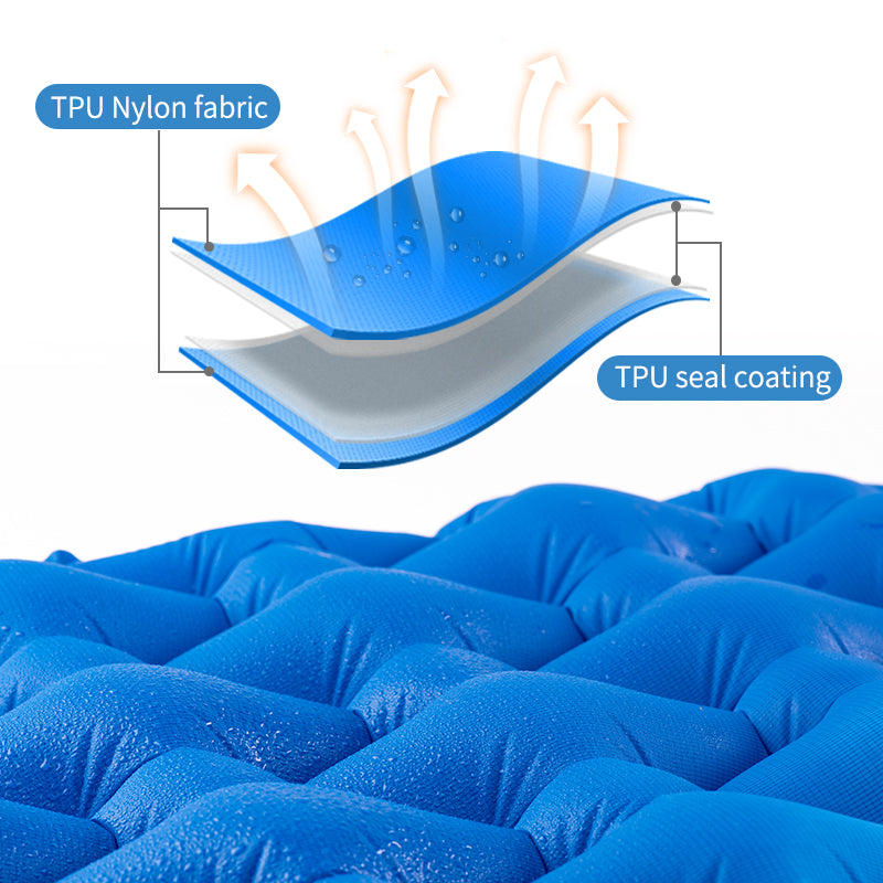 Double lightweight TPU camping blue air mattress with air bag Think Action