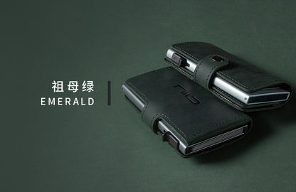 Slide Mini Wallet‧Crazy Horse Leather RFID Small Wallet Type Card Box