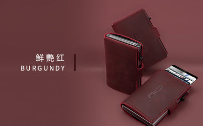 Slide Mini Wallet‧Crazy Horse Leather RFID Small Wallet Type Card Box
