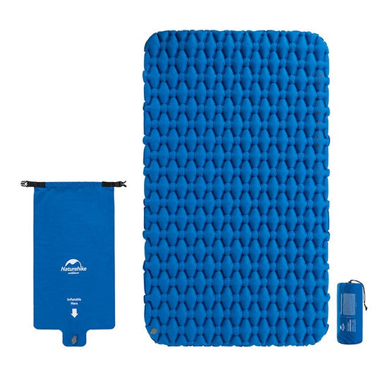 Double lightweight TPU camping blue air mattress with air bag